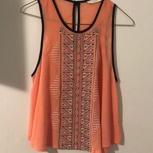 Peach tribal print top!